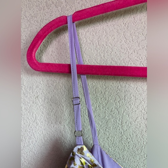 NWT SFC Lavender Gold Metallic Animal Leopard Print Ruffled Tiered Dress L - Picture 6 of 9